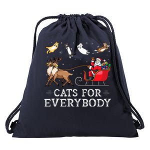 Cats For Everybody Christmas Cat Funny Xmas Santa Drawstring Bag