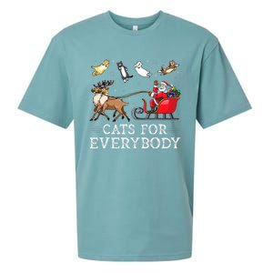 Cats For Everybody Christmas Cat Funny Xmas Santa Sueded Cloud Jersey T-Shirt