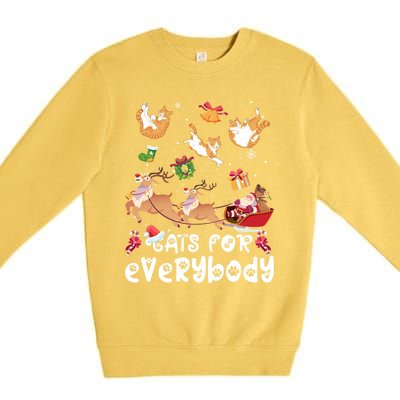 Cats For Everybody Christmas Santa Cats Lovers Gift Premium Crewneck Sweatshirt