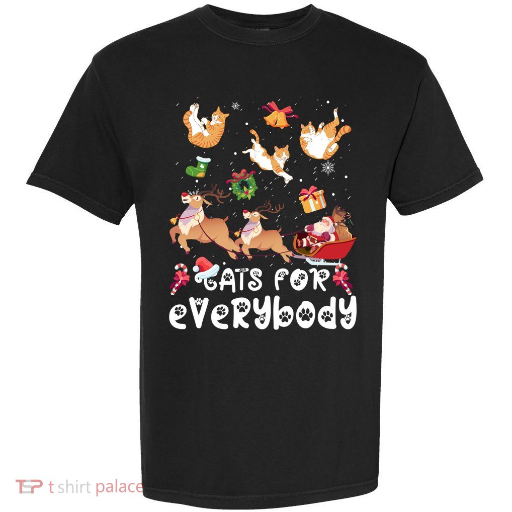 Cats For Everybody Christmas Santa Cats Lovers Gift Garment-Dyed Heavyweight T-Shirt