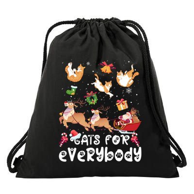 Cats For Everybody Christmas Santa Cats Lovers Gift Drawstring Bag