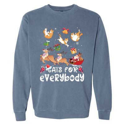 Cats For Everybody Christmas Santa Cats Lovers Gift Garment-Dyed Sweatshirt