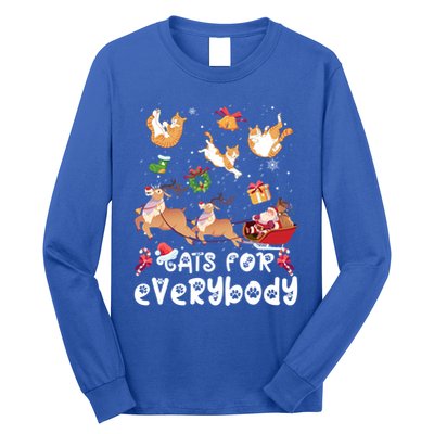 Cats For Everybody Christmas Santa Cats Lovers Gift Long Sleeve Shirt