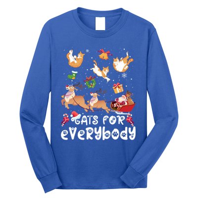 Cats For Everybody Christmas Santa Cats Lovers Gift Long Sleeve Shirt