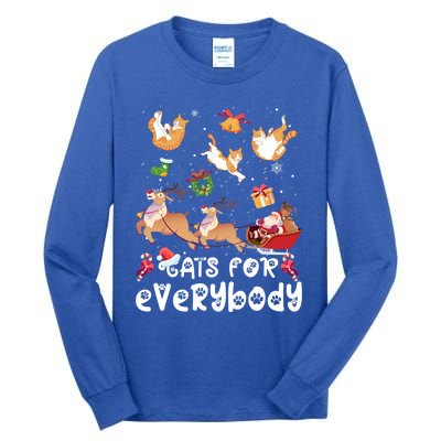 Cats For Everybody Christmas Santa Cats Lovers Gift Tall Long Sleeve T-Shirt