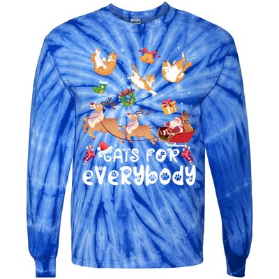 Cats For Everybody Christmas Santa Cats Lovers Gift Tie-Dye Long Sleeve Shirt