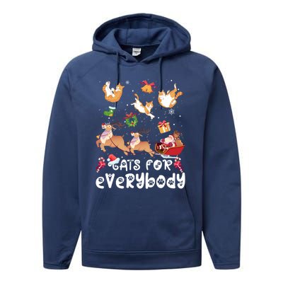 Cats For Everybody Christmas Santa Cats Lovers Gift Performance Fleece Hoodie