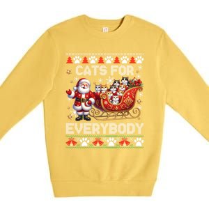 Cats For Everybody Christmas Santa Xmas Funny Gift Gift Premium Crewneck Sweatshirt