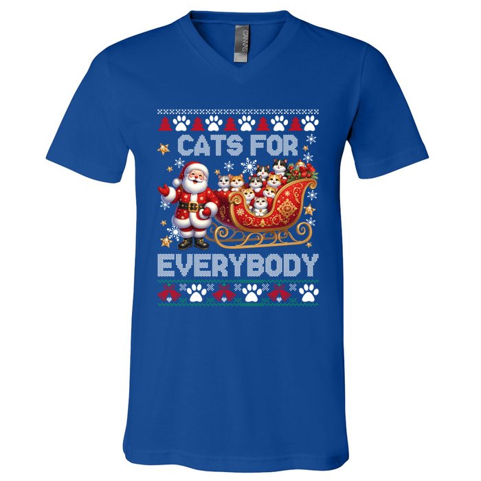 Cats For Everybody Christmas Santa Xmas Funny Gift Gift V-Neck T-Shirt