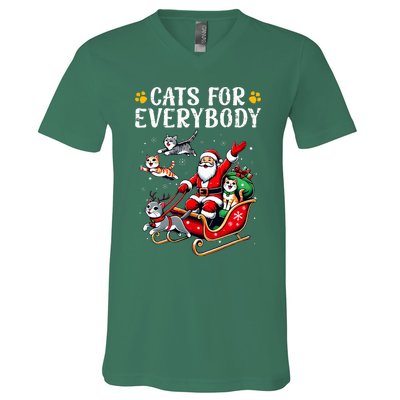 Cats For Everybody Christmas Cat Xmas V-Neck T-Shirt