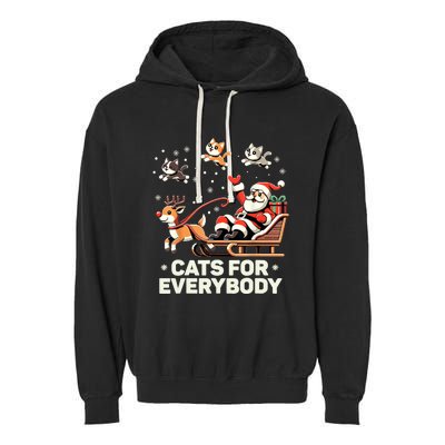 Cats For Everybody Funny Christmas Cat Xmas Women Santa Garment-Dyed Fleece Hoodie