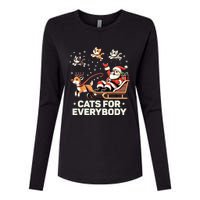 Cats For Everybody Funny Christmas Cat Xmas Women Santa Womens Cotton Relaxed Long Sleeve T-Shirt