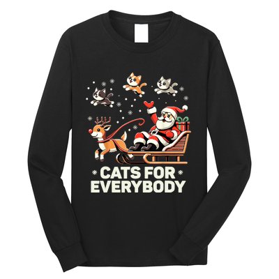 Cats For Everybody Funny Christmas Cat Xmas Women Santa Long Sleeve Shirt