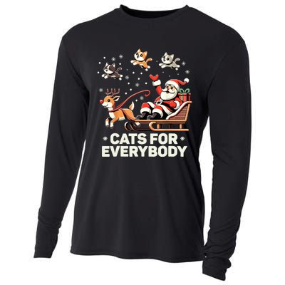 Cats For Everybody Funny Christmas Cat Xmas Women Santa Cooling Performance Long Sleeve Crew