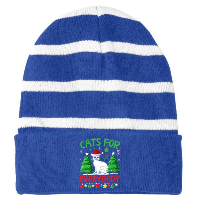 Cats For Everybody Christmas Gift Striped Beanie with Solid Band