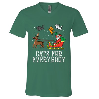 Cats For Everybody Christmas Cat V-Neck T-Shirt