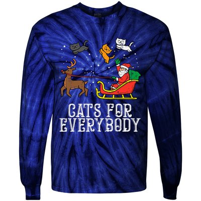 Cats For Everybody Christmas Cat Tie-Dye Long Sleeve Shirt