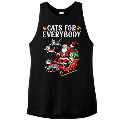 Cats For Everybody Christmas Cat Funny Xmas Santa Gift Ladies PosiCharge Tri-Blend Wicking Tank