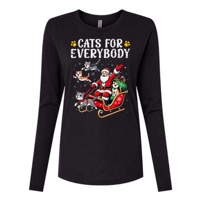 Cats For Everybody Christmas Cat Funny Xmas Santa Gift Womens Cotton Relaxed Long Sleeve T-Shirt