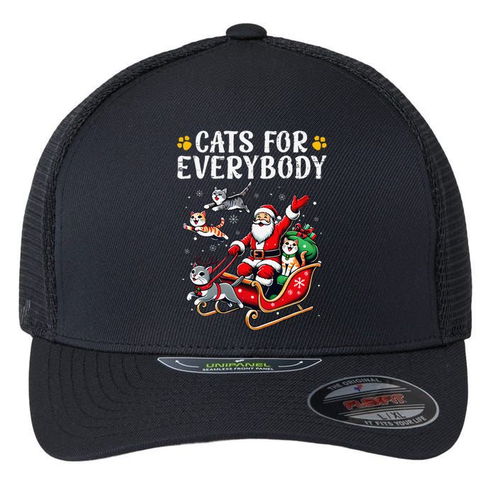 Cats For Everybody Christmas Cat Funny Xmas Santa Gift Flexfit Unipanel Trucker Cap