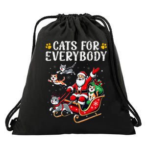 Cats For Everybody Christmas Cat Funny Xmas Santa Gift Drawstring Bag