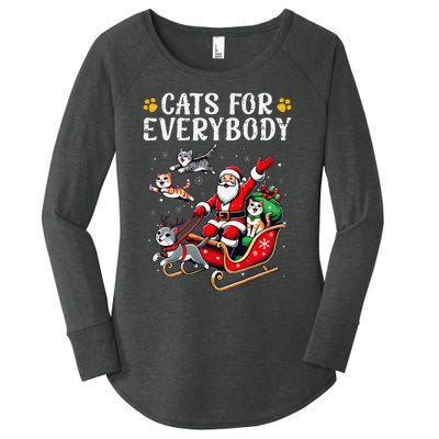 Cats For Everybody Christmas Cat Funny Xmas Santa Gift Women's Perfect Tri Tunic Long Sleeve Shirt