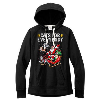 Cats For Everybody Christmas Cat Funny Xmas Santa Gift Women's Fleece Hoodie