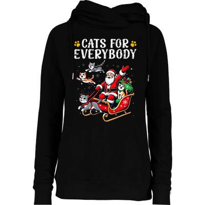 Cats For Everybody Christmas Cat Funny Xmas Santa Gift Womens Funnel Neck Pullover Hood