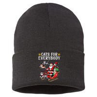 Cats For Everybody Christmas Cat Funny Xmas Santa Gift Sustainable Knit Beanie