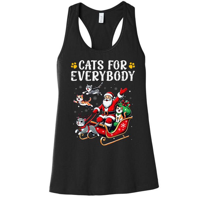 Cats For Everybody Christmas Cat Funny Xmas Santa Gift Women's Racerback Tank