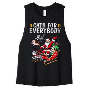 Cats For Everybody Christmas Cat Funny Xmas Santa Gift Women's Racerback Cropped Tank