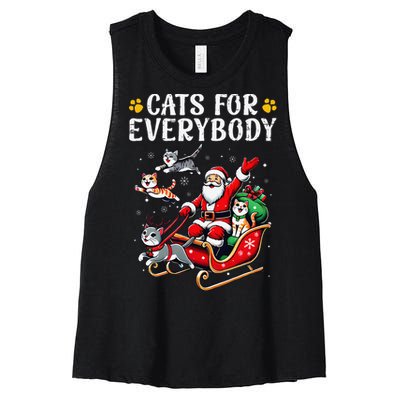 Cats For Everybody Christmas Cat Funny Xmas Santa Gift Women's Racerback Cropped Tank