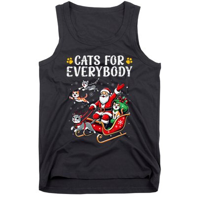 Cats For Everybody Christmas Cat Funny Xmas Santa Gift Tank Top