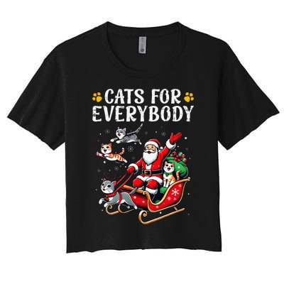 Cats For Everybody Christmas Cat Funny Xmas Santa Gift Women's Crop Top Tee