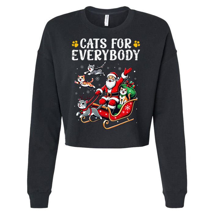 Cats For Everybody Christmas Cat Funny Xmas Santa Gift Cropped Pullover Crew