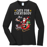 Cats For Everybody Christmas Cat Funny Xmas Santa Gift Ladies Long Sleeve Shirt