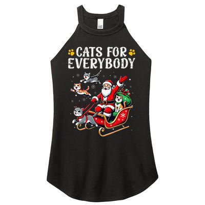 Cats For Everybody Christmas Cat Funny Xmas Santa Gift Women's Perfect Tri Rocker Tank