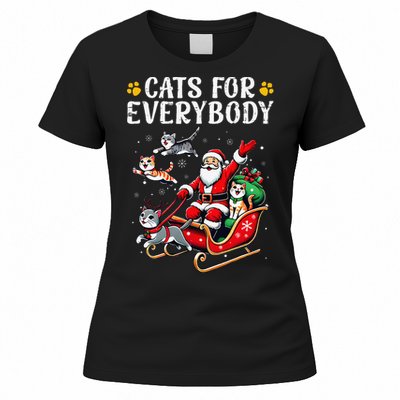 Cats For Everybody Christmas Cat Funny Xmas Santa Gift Women's T-Shirt