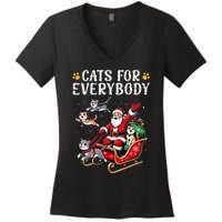 Cats For Everybody Christmas Cat Funny Xmas Santa Gift Women's V-Neck T-Shirt