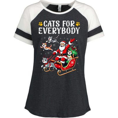 Cats For Everybody Christmas Cat Funny Xmas Santa Gift Enza Ladies Jersey Colorblock Tee