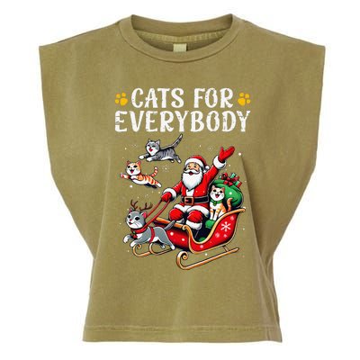 Cats For Everybody Christmas Cat Funny Xmas Santa Gift Garment-Dyed Women's Muscle Tee