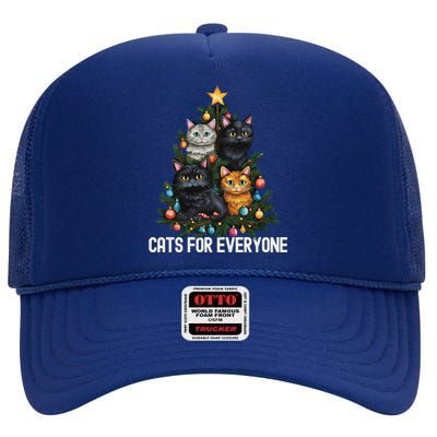 Cats For Everybody Christmas Tree Gift High Crown Mesh Back Trucker Hat