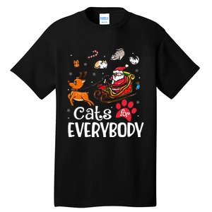 Cats For Everybody Christmas Cat Funny Xmas Women Santa Tall T-Shirt