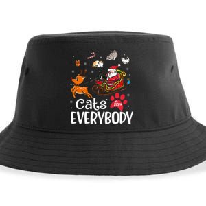 Cats For Everybody Christmas Cat Funny Xmas Women Santa Sustainable Bucket Hat