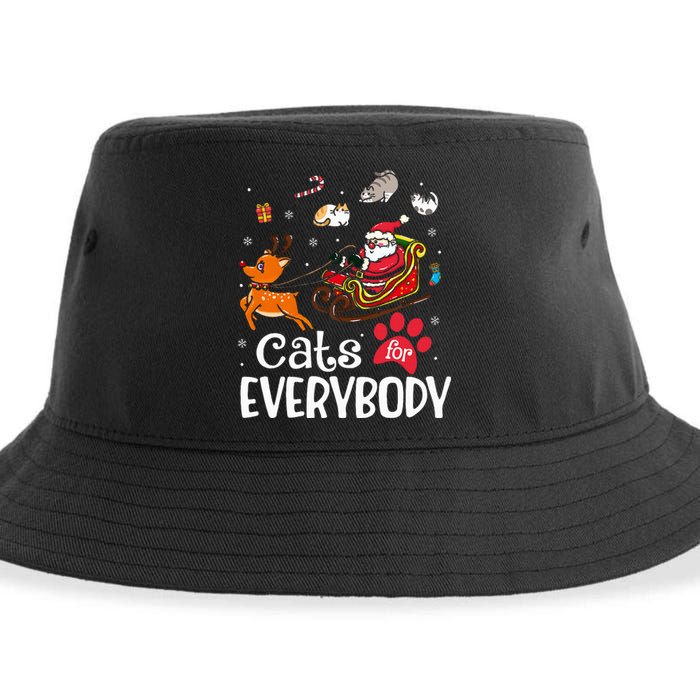 Cats For Everybody Christmas Cat Funny Xmas Women Santa Sustainable Bucket Hat