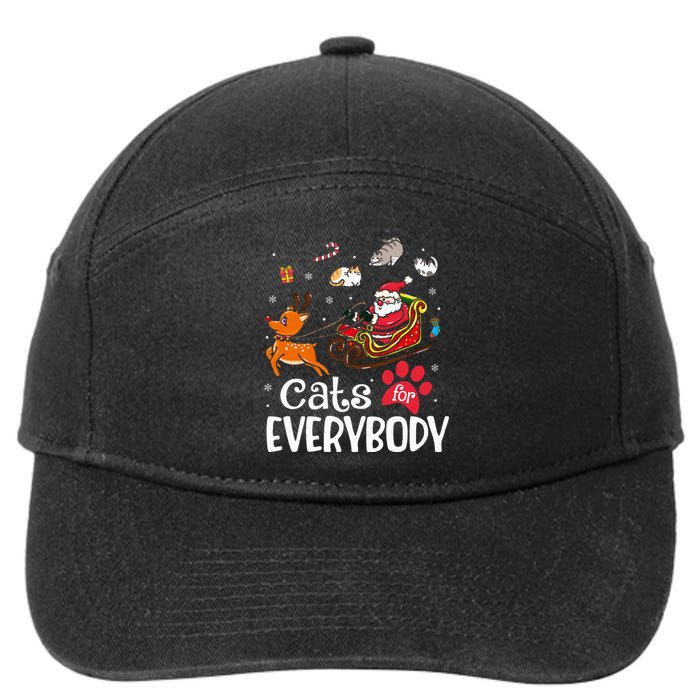 Cats For Everybody Christmas Cat Funny Xmas Women Santa 7-Panel Snapback Hat