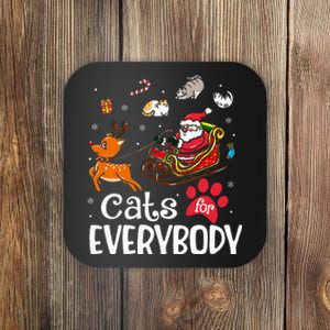 Cats For Everybody Christmas Cat Funny Xmas Women Santa Coaster