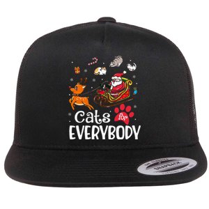 Cats For Everybody Christmas Cat Funny Xmas Women Santa Flat Bill Trucker Hat