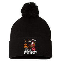 Cats For Everybody Christmas Cat Funny Xmas Women Santa Pom Pom 12in Knit Beanie