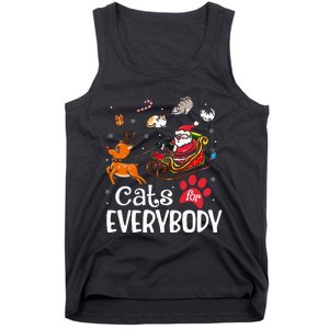 Cats For Everybody Christmas Cat Funny Xmas Women Santa Tank Top